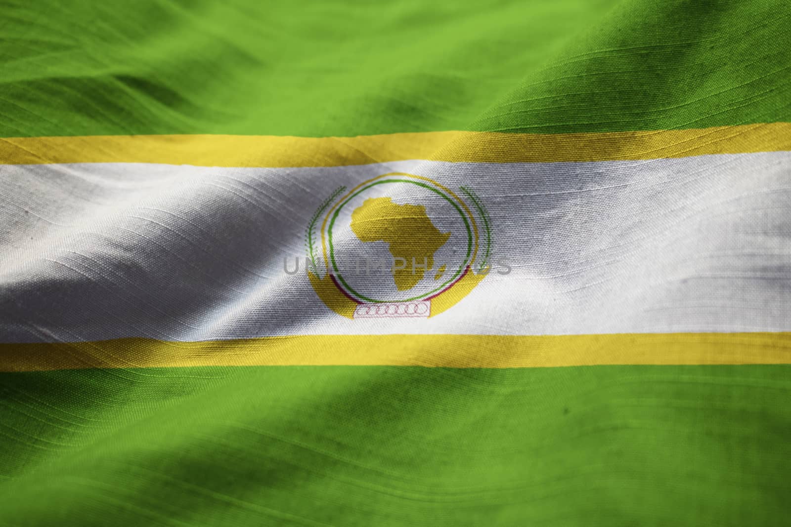 Closeup of Ruffled The African Union Flag, The African Union Fla by shaadjutt36