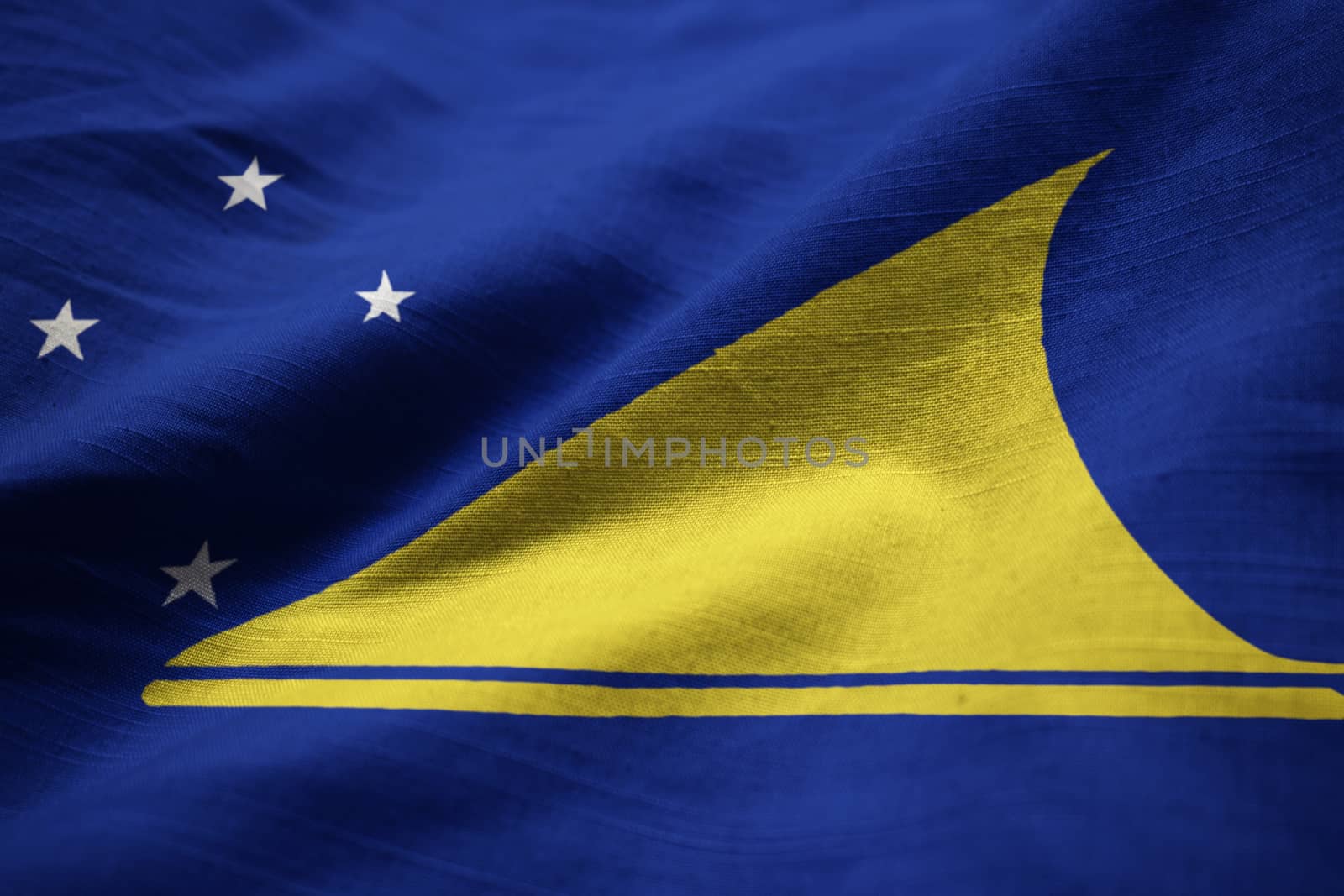 Closeup of Ruffled Tokelau Flag, Tokelau Flag Blowing in Wind by shaadjutt36