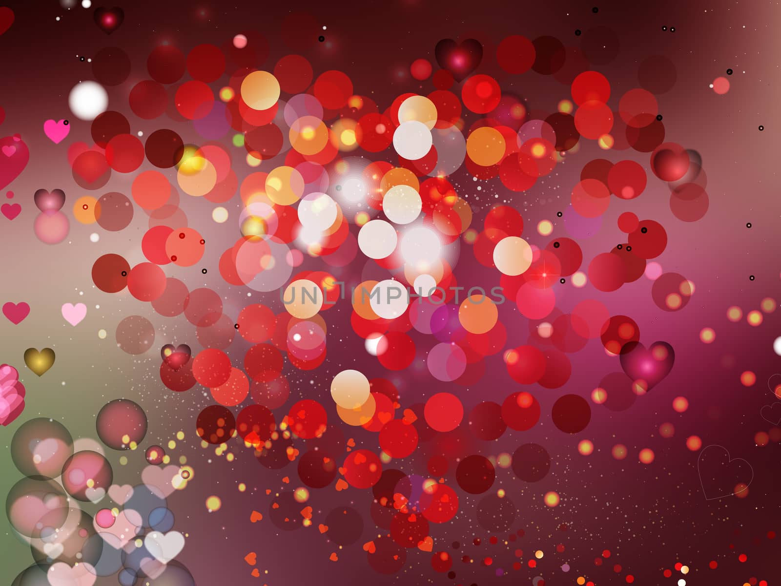 Heart blurred lights on colorfull background, Background with beautiful pink hearts, Hearts texture background