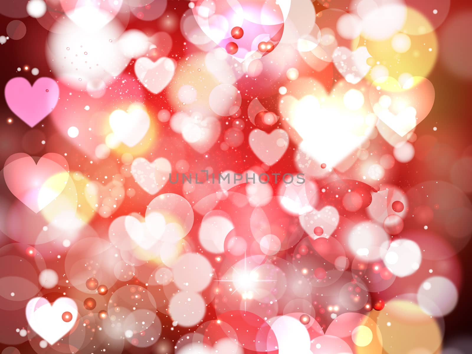 Heart blurred lights on colorfull background, Background with beautiful pink hearts, Hearts texture background