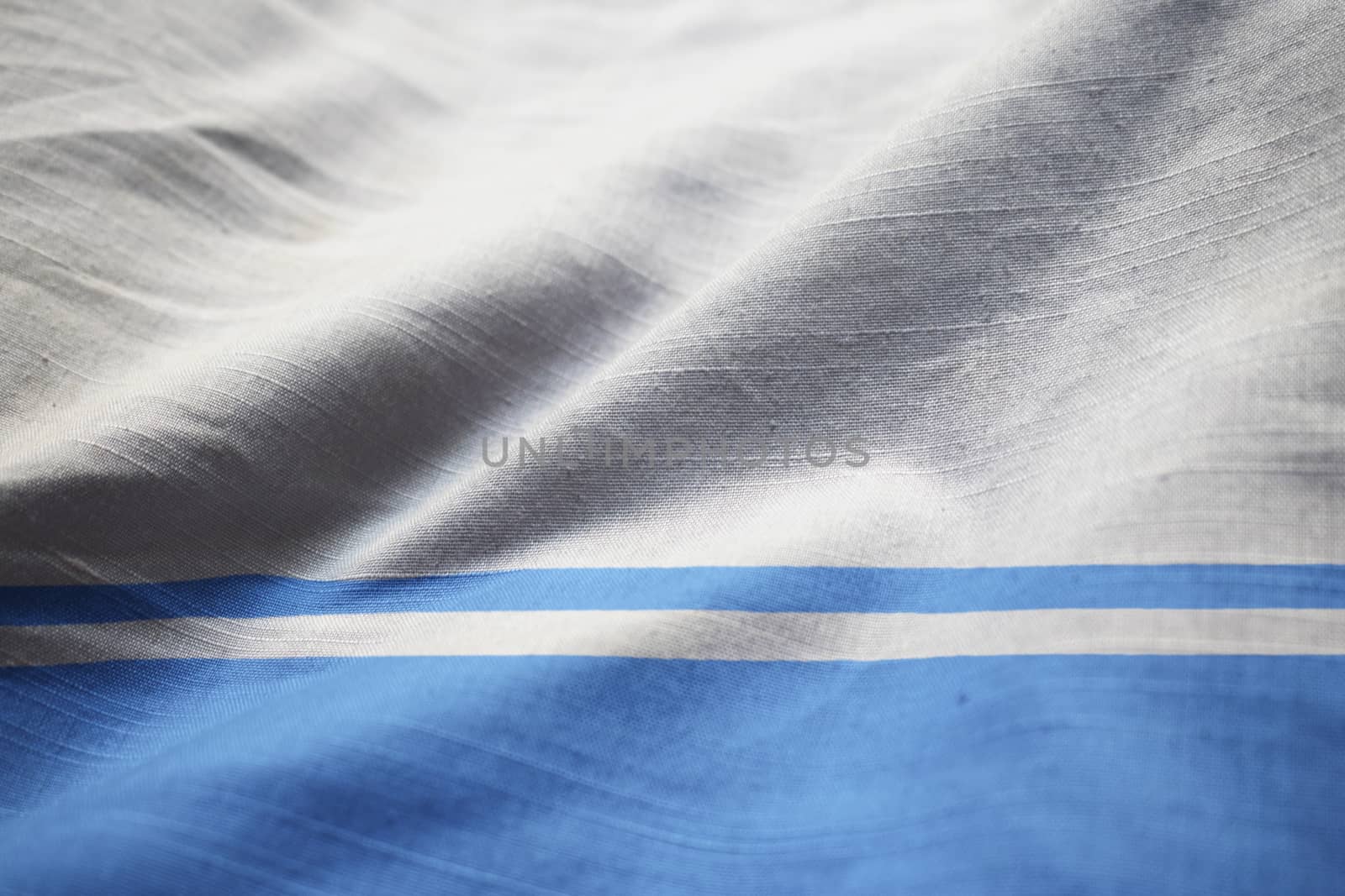 Closeup of Ruffled Altai Republic Flag, Altai Republic Flag Blowing in Wind