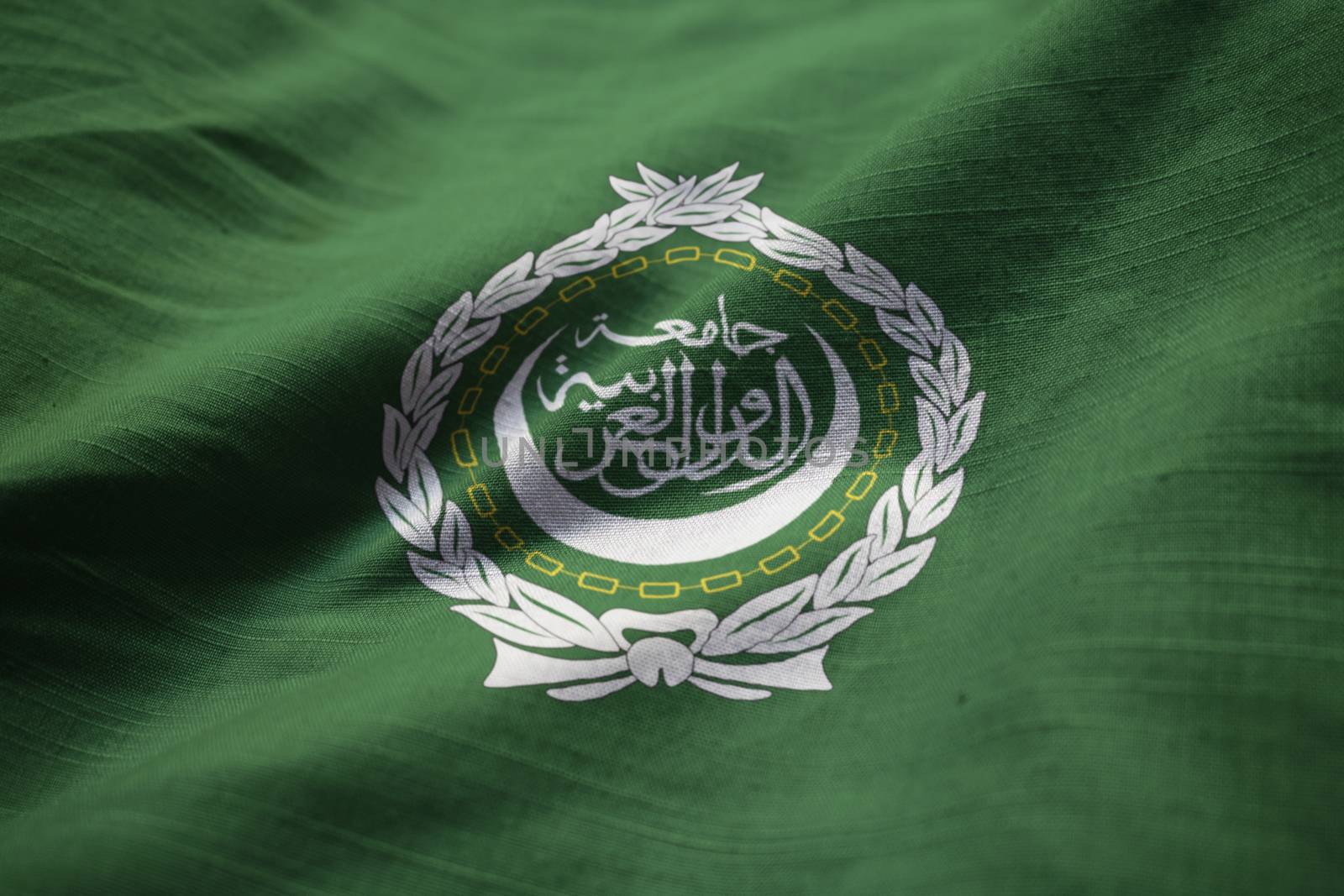 Closeup of Ruffled Arab League Flag, Arab League Flag Blowing in by shaadjutt36