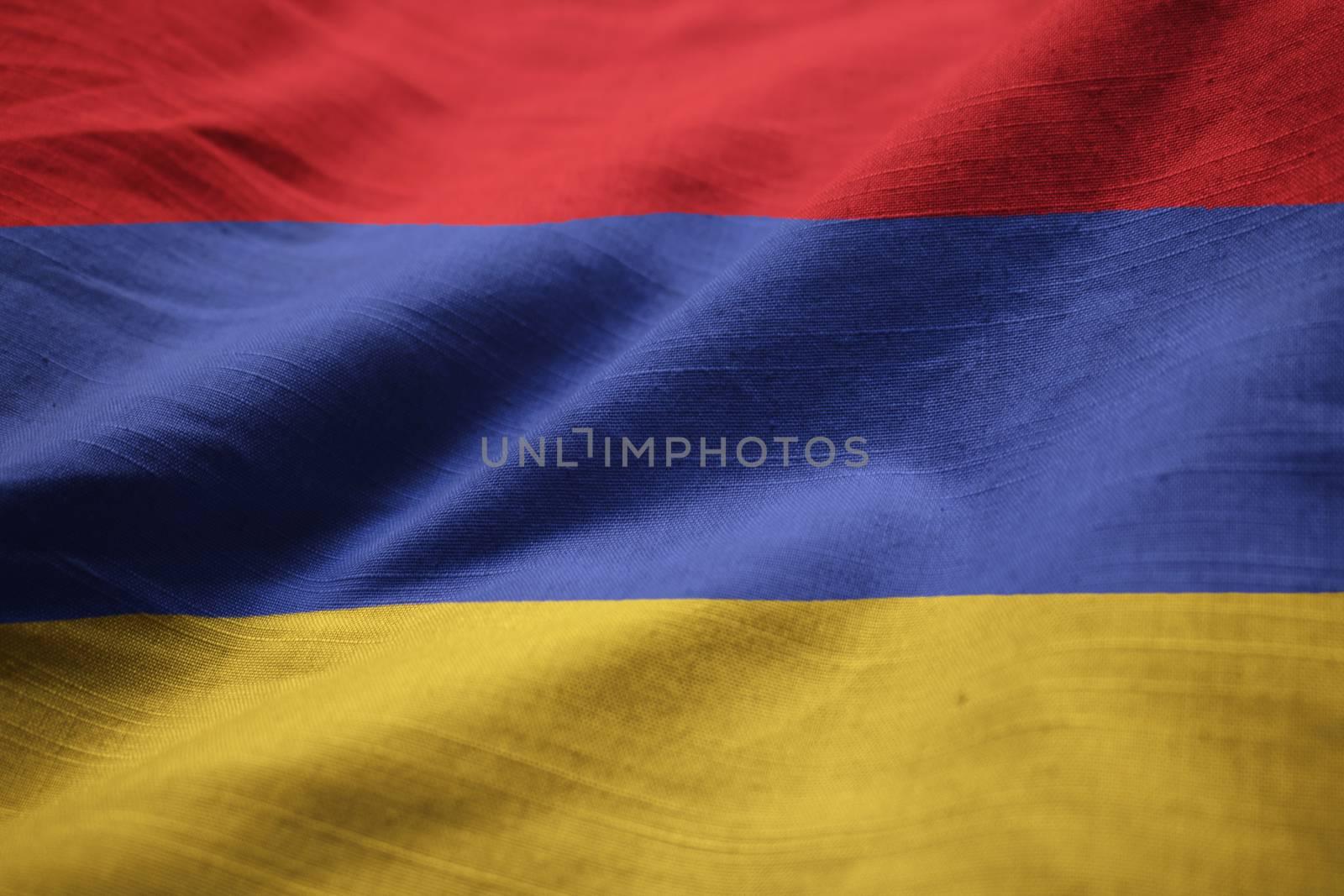 Closeup of Ruffled Armenia Flag, Armenia Flag Blowing in Wind by shaadjutt36