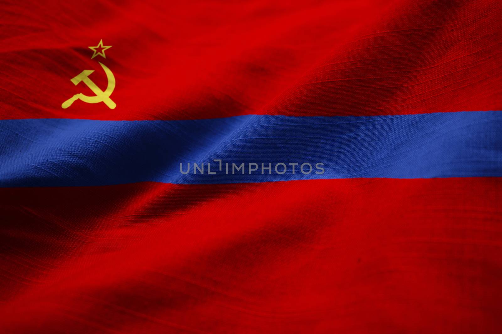 Ruffled Flag of Armenia and Barbuda Blowing in Wind