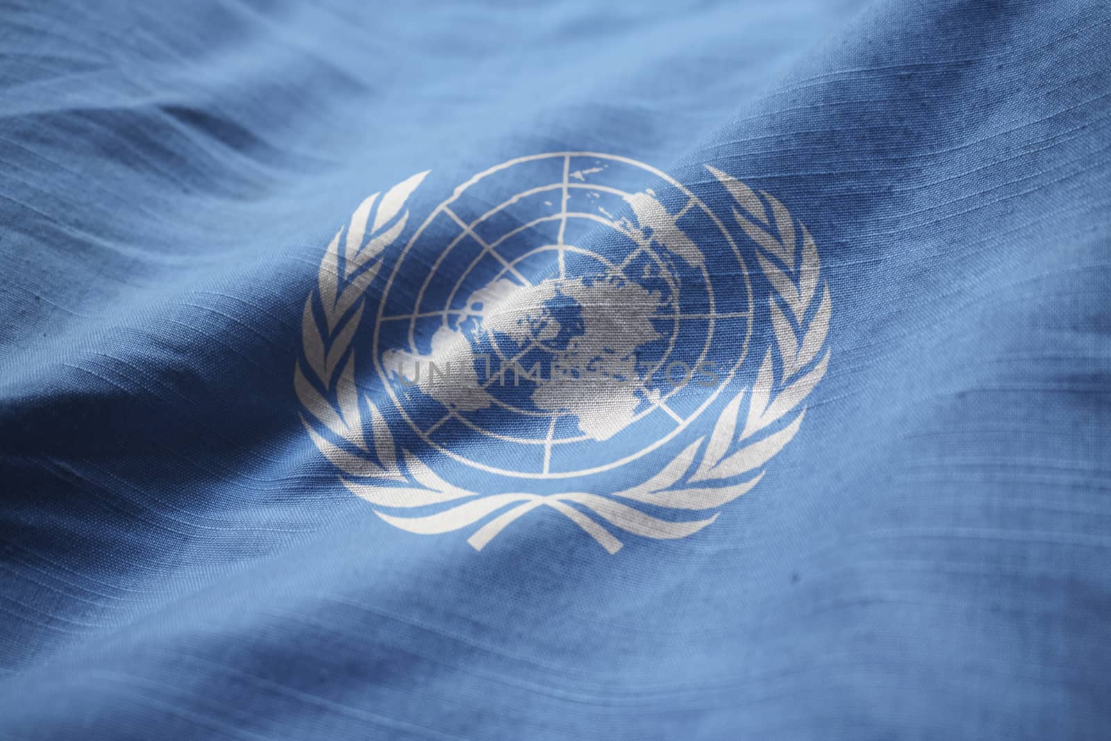 Closeup of Ruffled United Nations Flag, United Nations Flag Blow by shaadjutt36