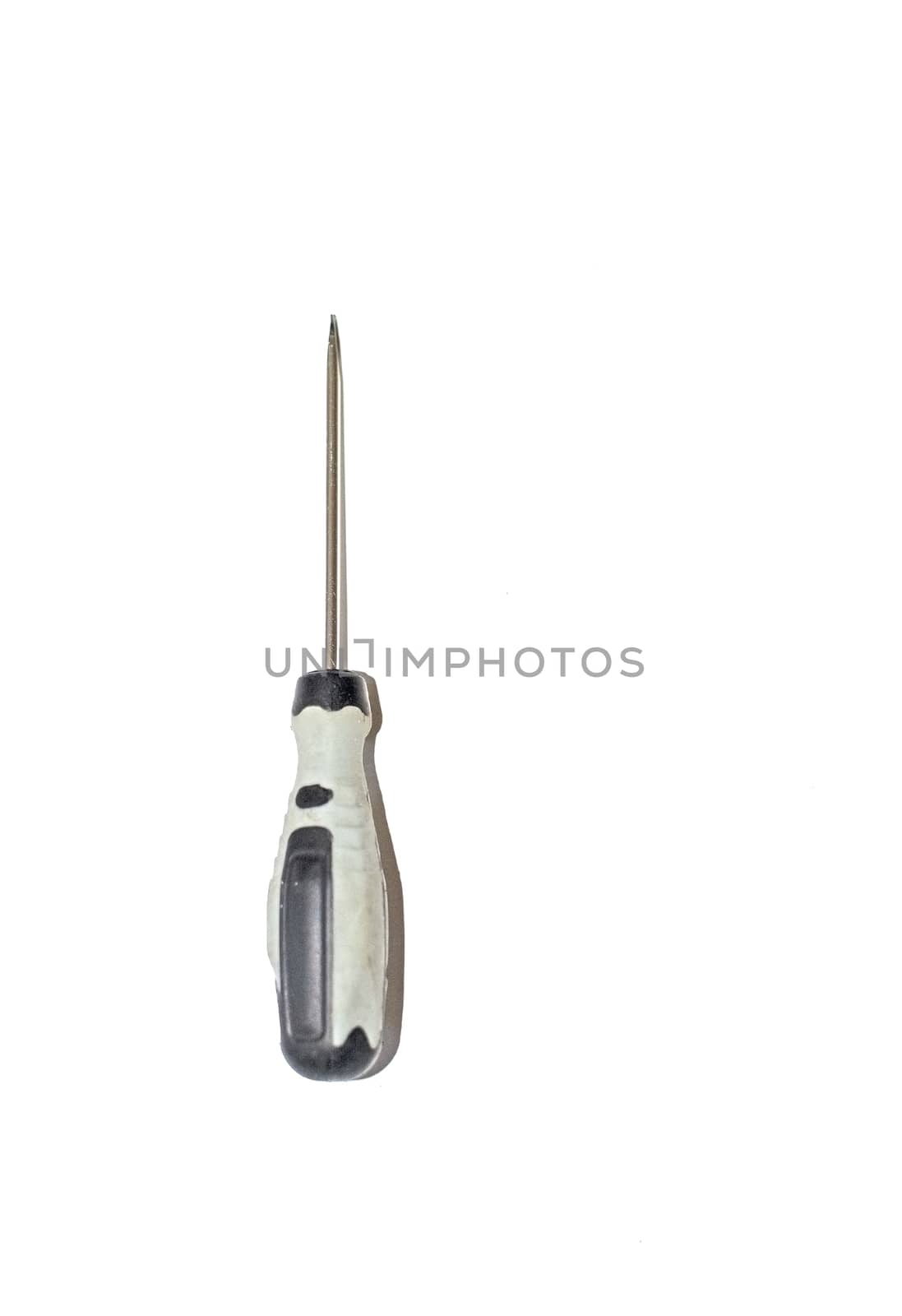 Small gray and black screwdriver isolated on white