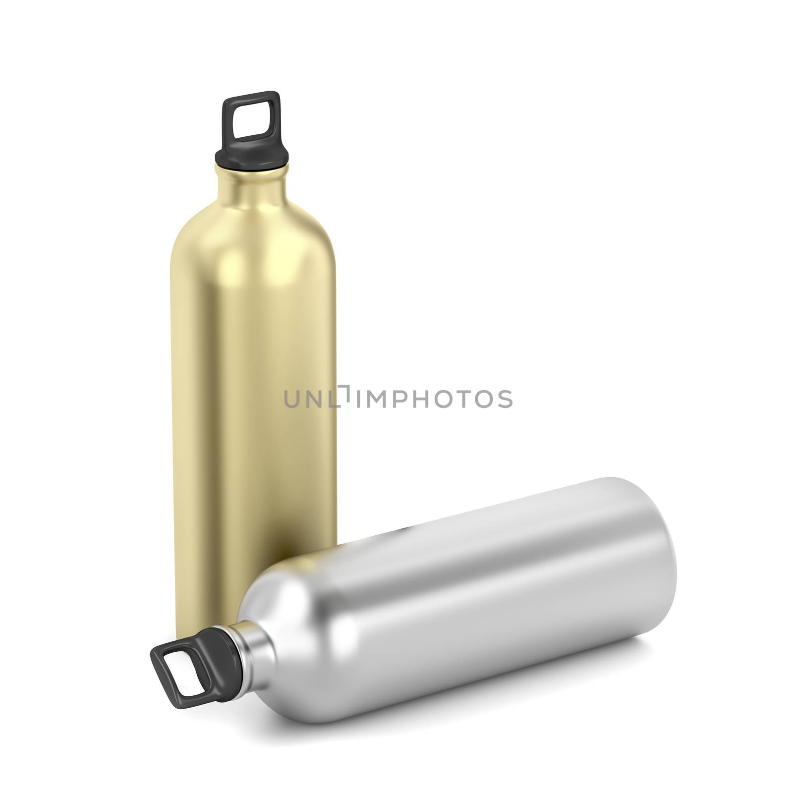 Silver and gold water bottles by magraphics