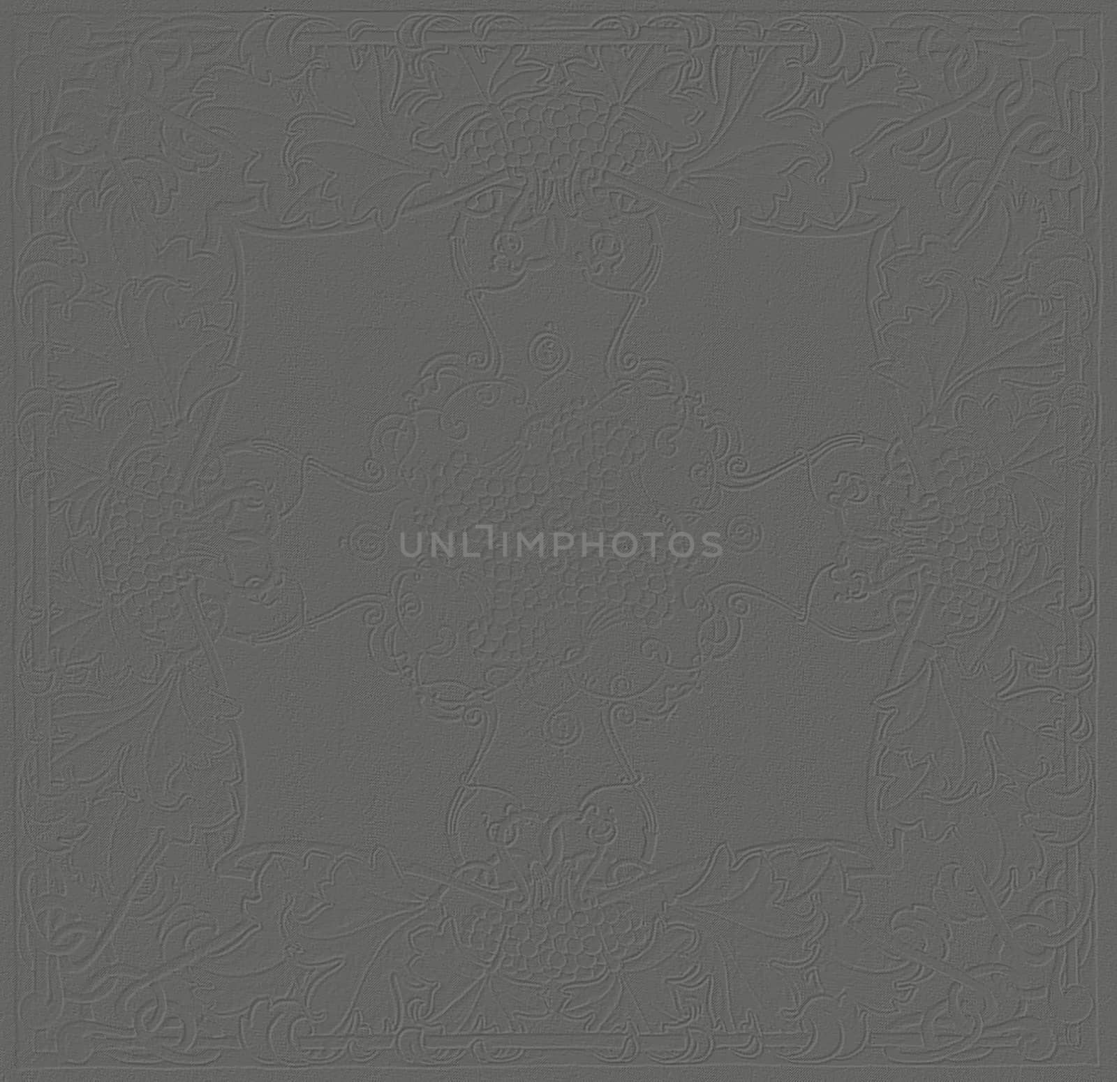 Vintage style art nouveau background texture in charcoal gray with subtle relief floral pattern