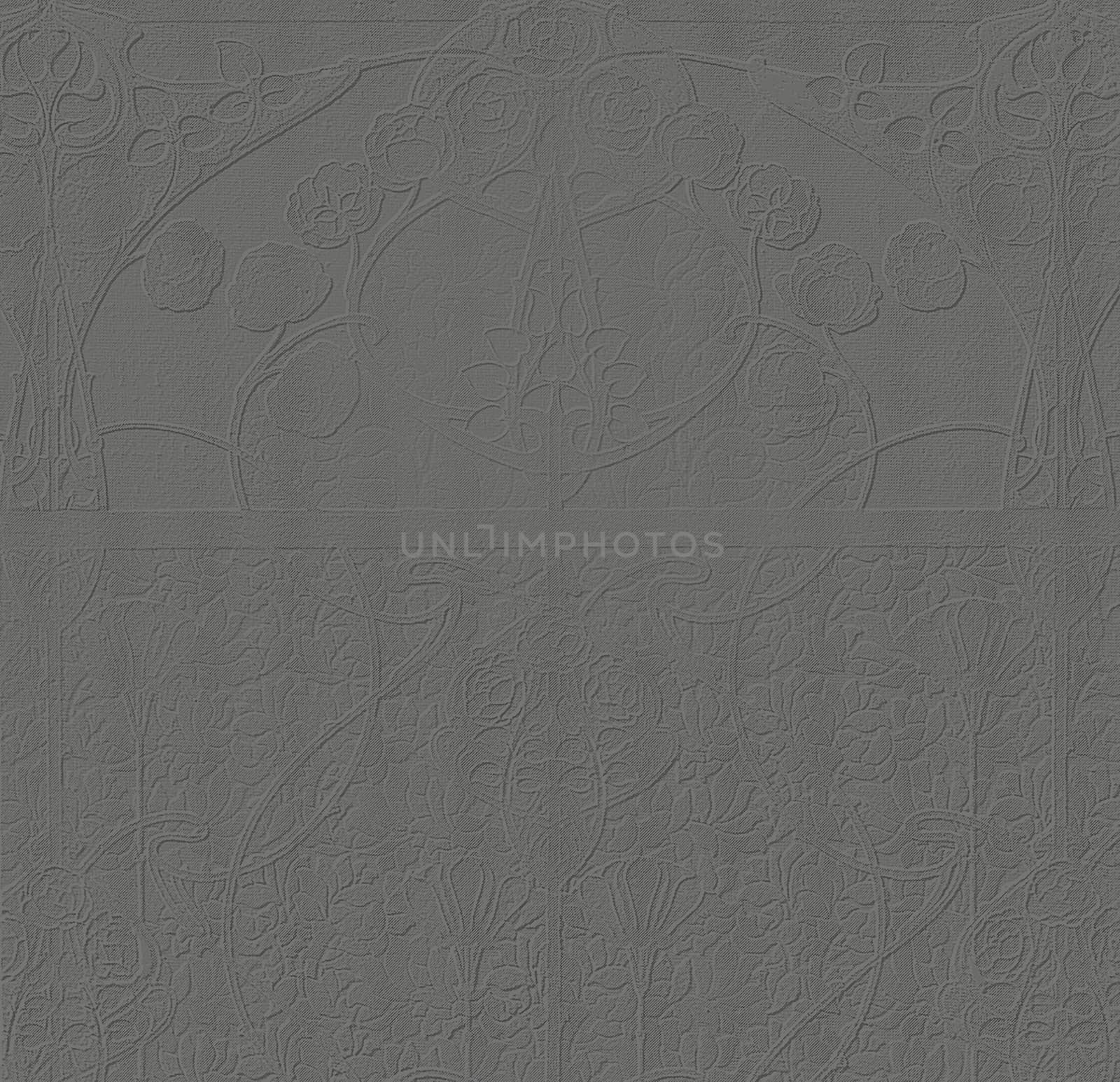 Vintage style art nouveau background texture in charcoal gray with subtle relief floral pattern