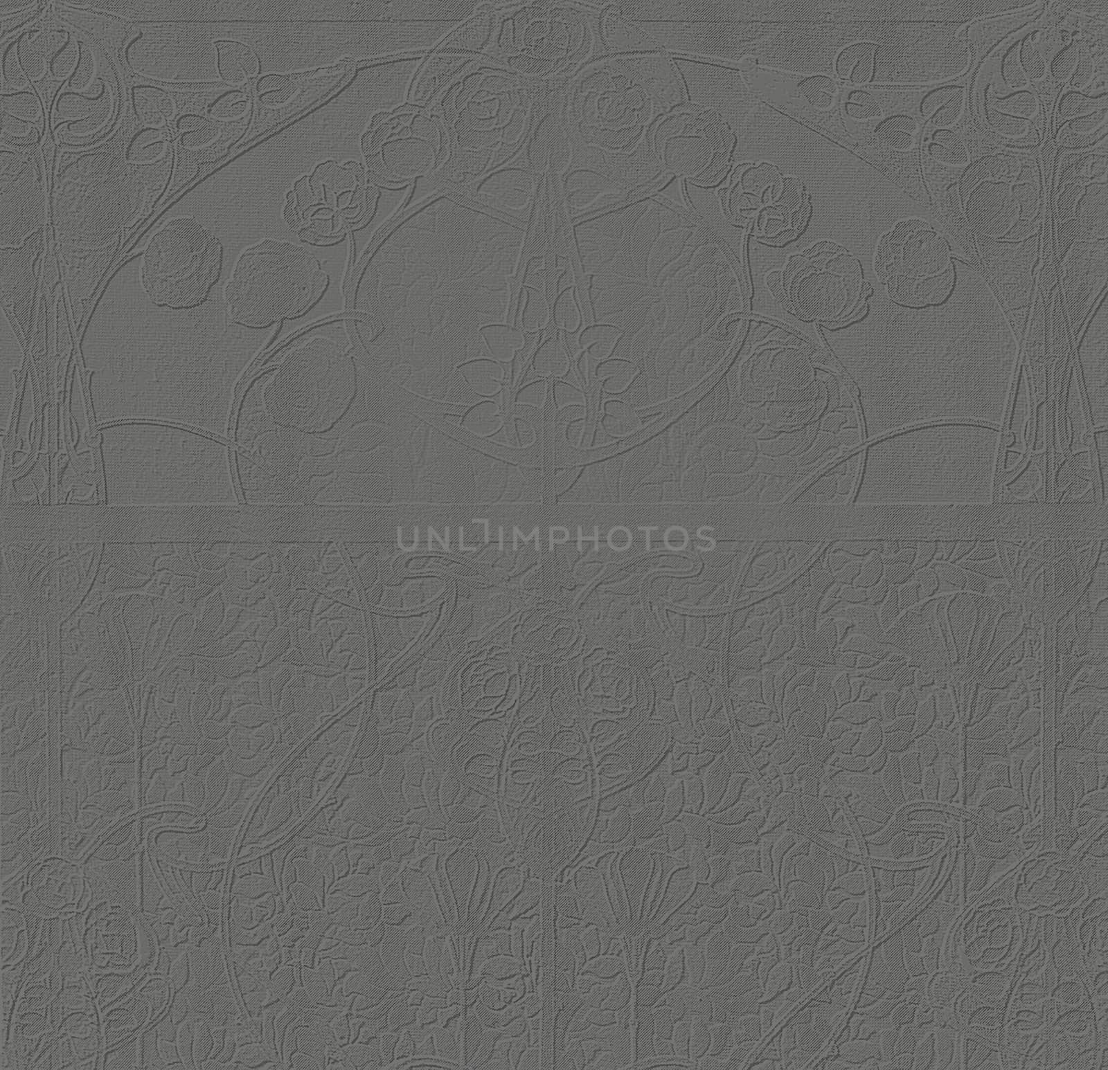 Vintage style art nouveau background texture in charcoal gray with subtle relief floral pattern