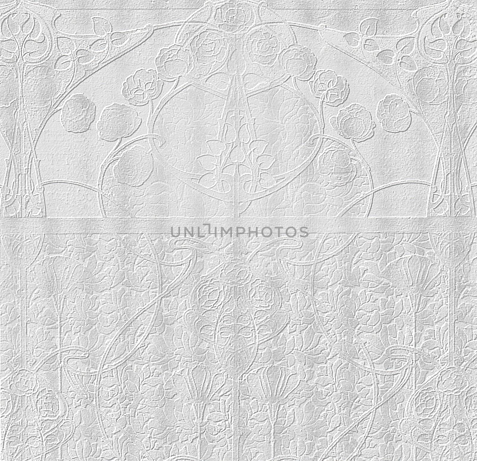 Vintage style art nouveau background texture in light cream gray with subtle relief floral pattern