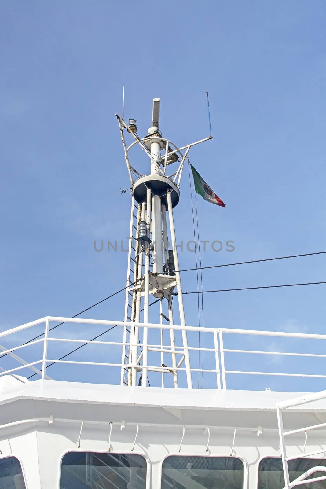 Radar technology on top of ferry boat with Italian flag variatio by ArtesiaWells