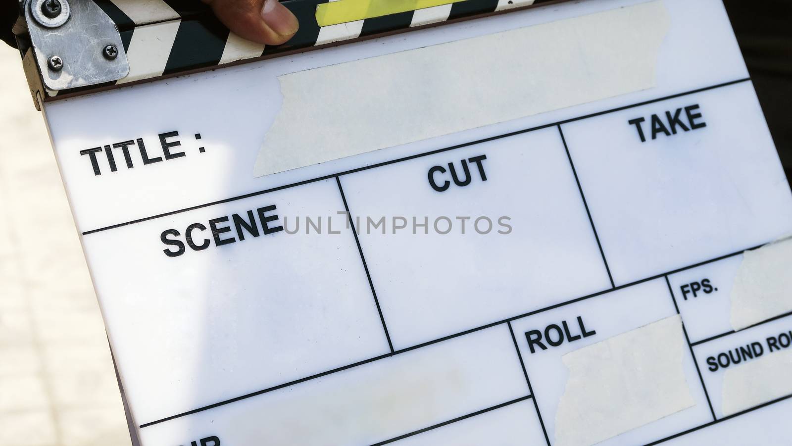 close up of film slate, Film production crew background