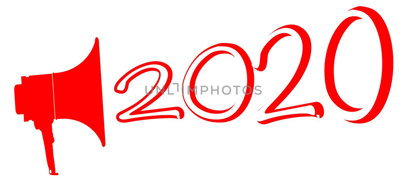 A red 2020 megaphone isolated over a white background