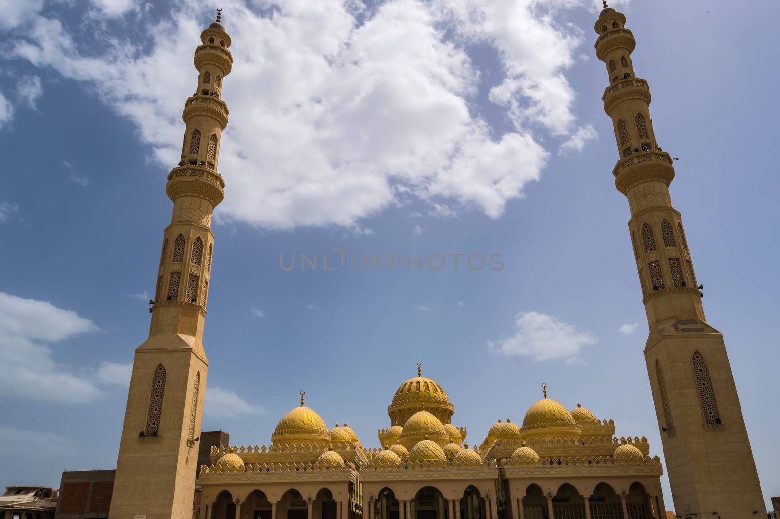 View of Al Mina Masjid Mosque in the port city of Hurghada in Egypt