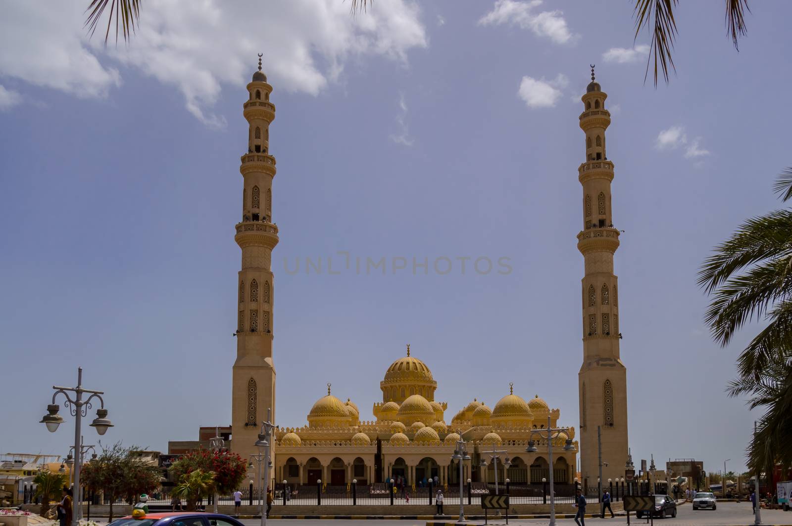 View of Al Mina Masjid Mosque in the port city of Hurghada in Egypt