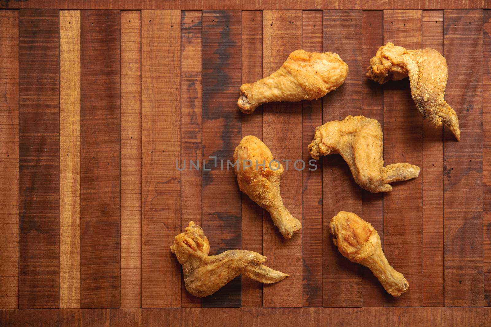 flat lay original recipe fried chickens with copy space by szefei