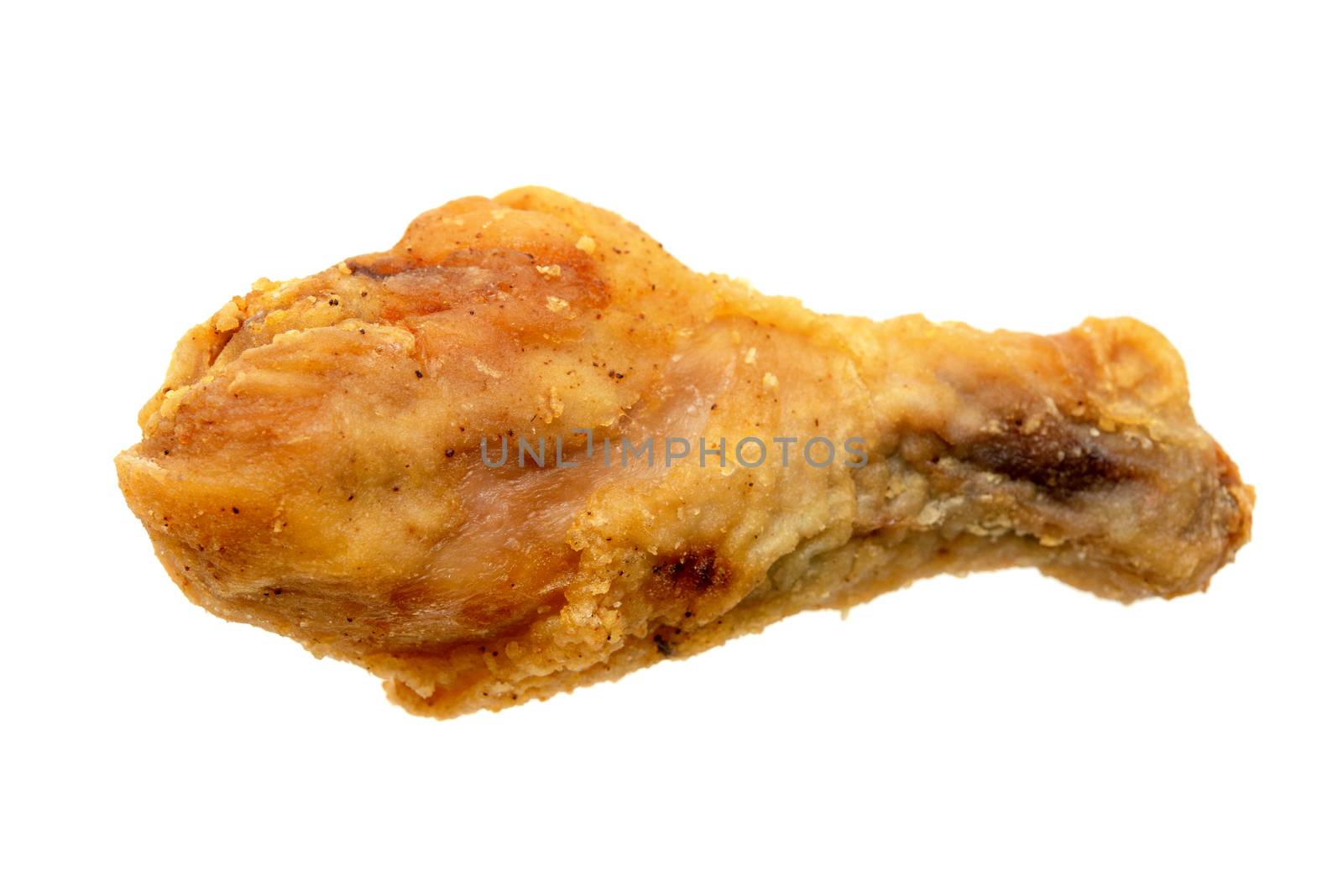 Original recipe fried chicken drumstick, isolated on white background.