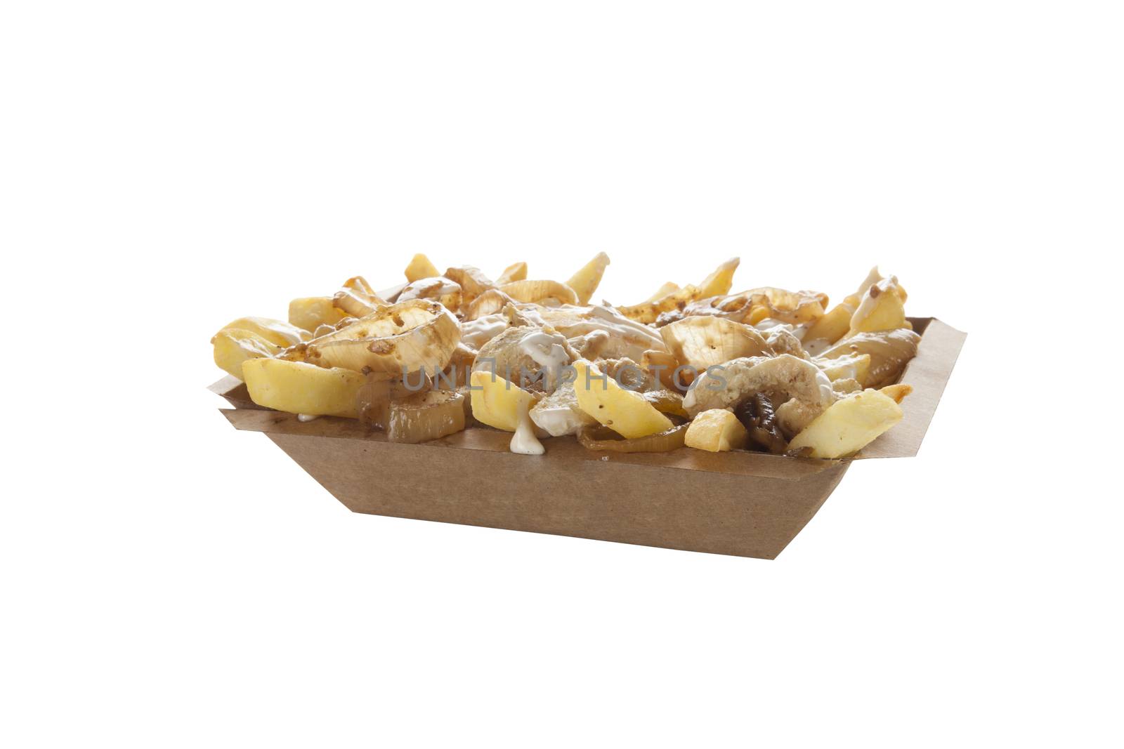 Poutine with caramelized onions and cheese by haiderazim