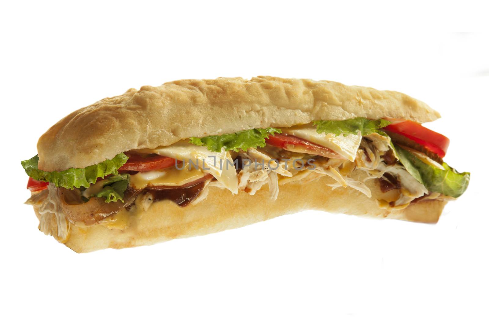 Grilled shredded chicken sandwich sub hoagie