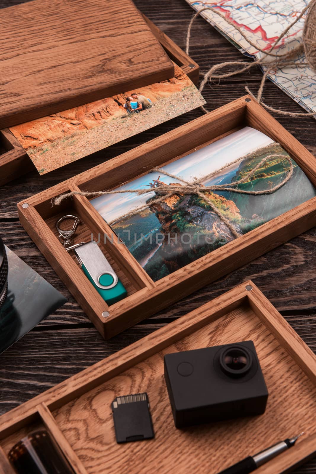 Wooden photo box with photo from travel by rusak