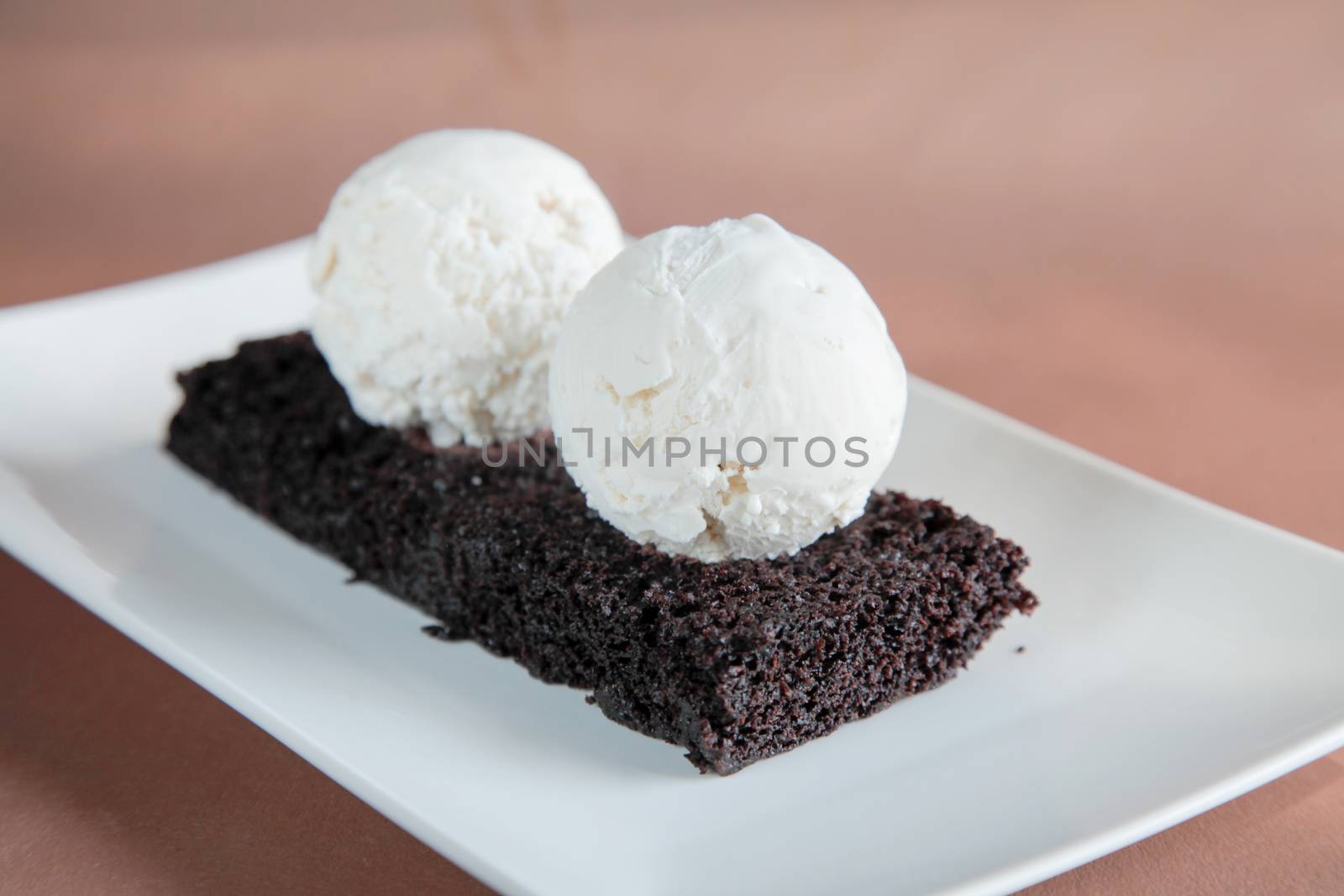 Chocolate Brownie with Vanilla Ice Cream by haiderazim