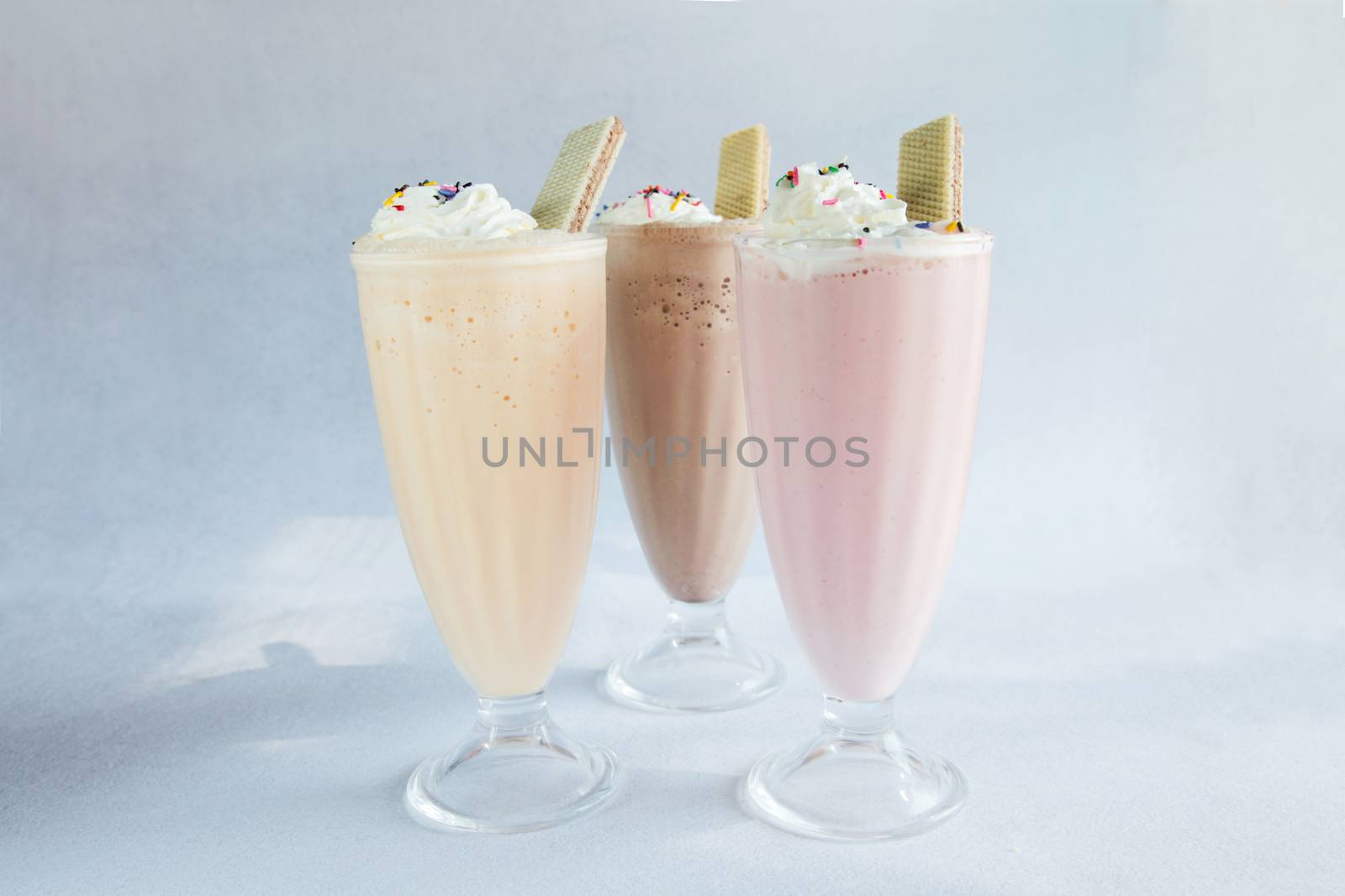 Trio Ice Cream Shakes Chocolate Strawberry Vanilla