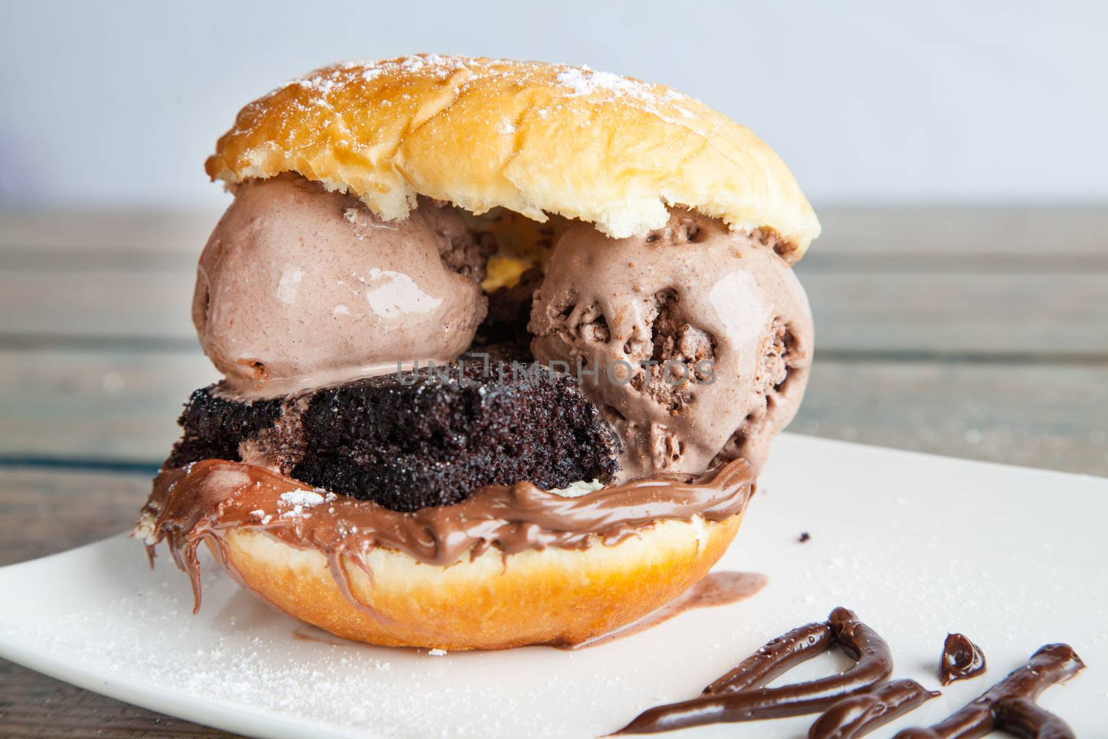 Chocolate Ice cream donut sandwich by haiderazim