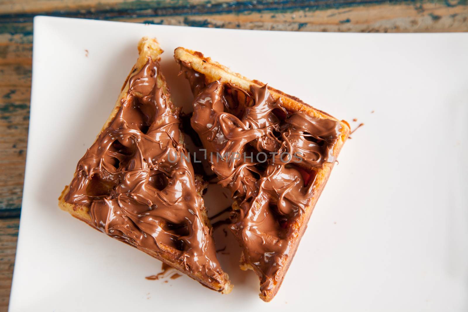 Nutella waffle biscuit top angle