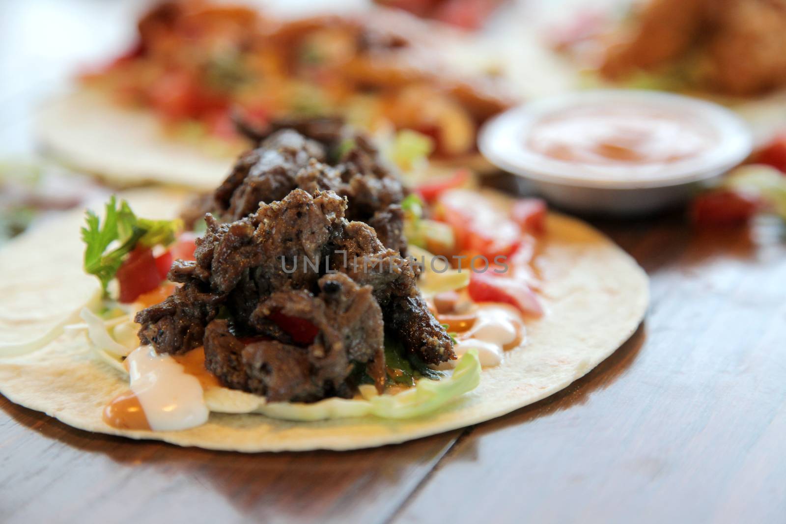 Beef steak tortilla wrap