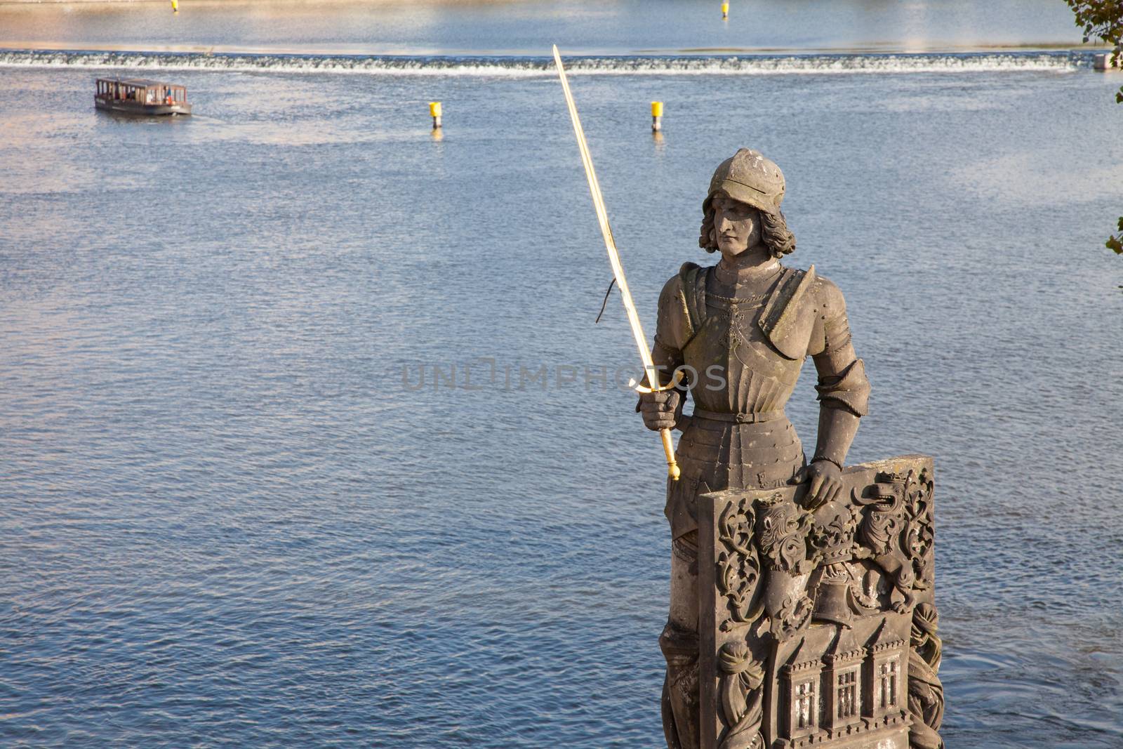 Statue of Bruncvik at Charles Bridge in Prague, Czech Republic by haiderazim