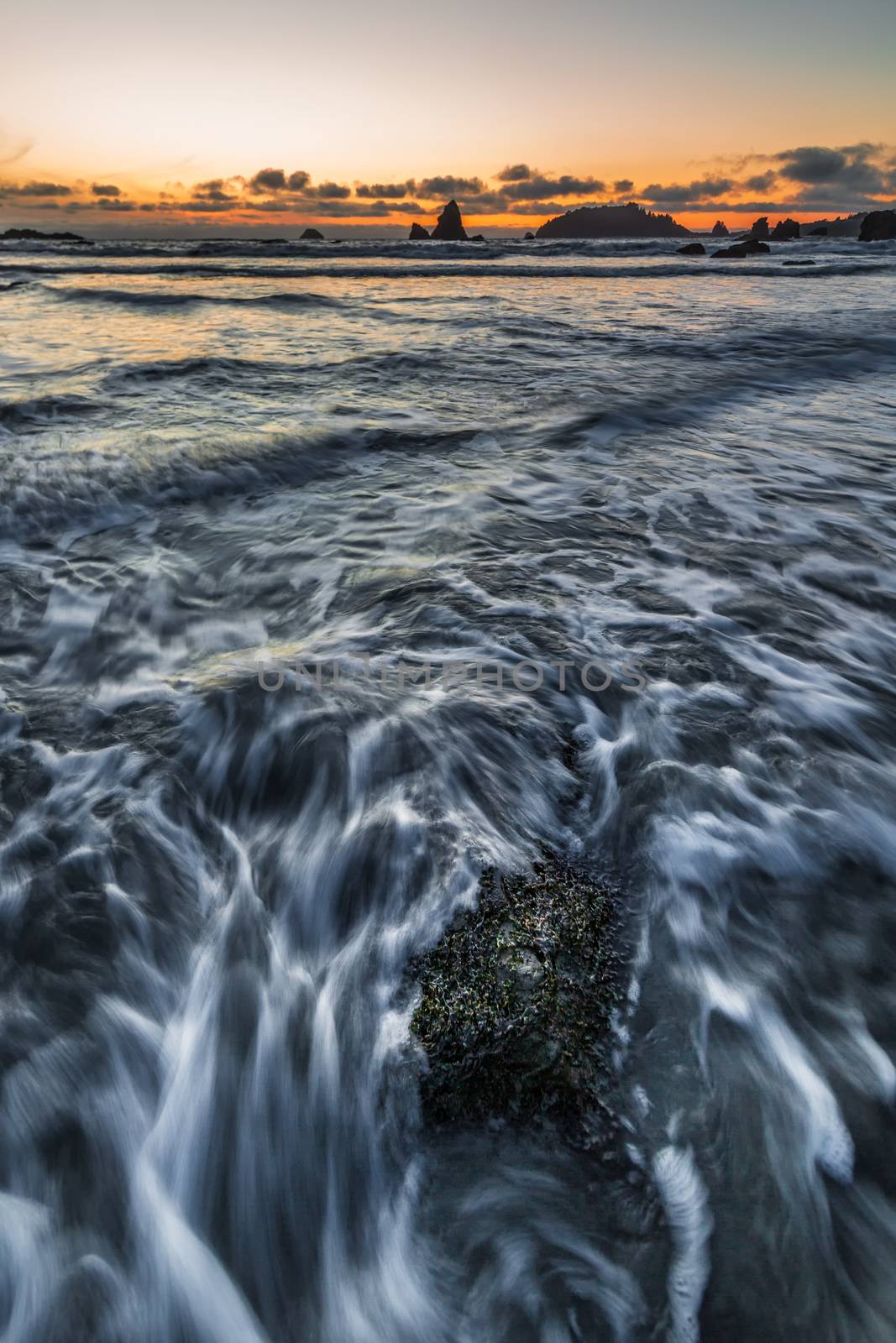 Rocky Beach Landscape at Sunset, Trinidad, California by backyard_photography