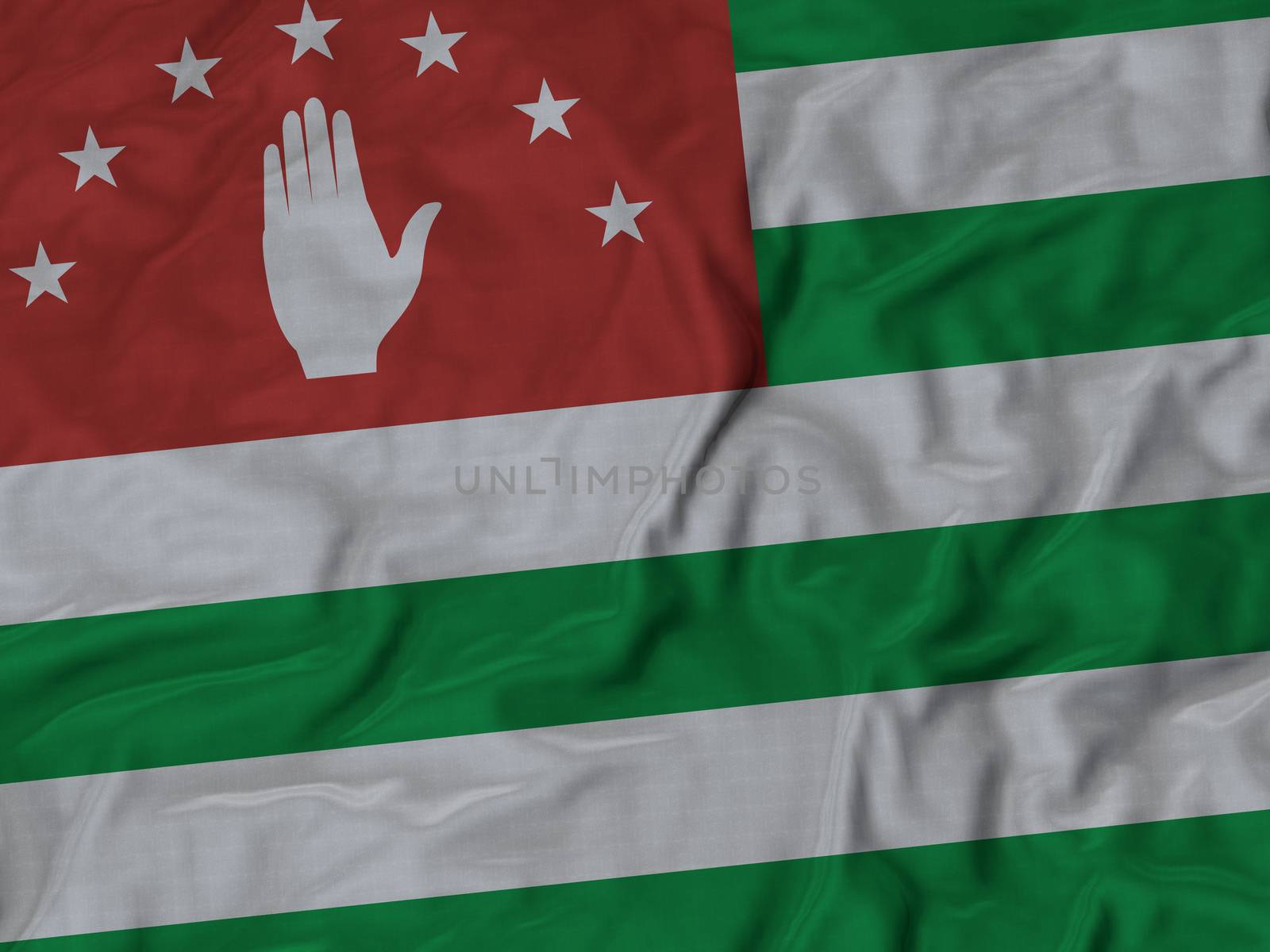 Ruffled Flag of Abkhazia Blowing in Wind