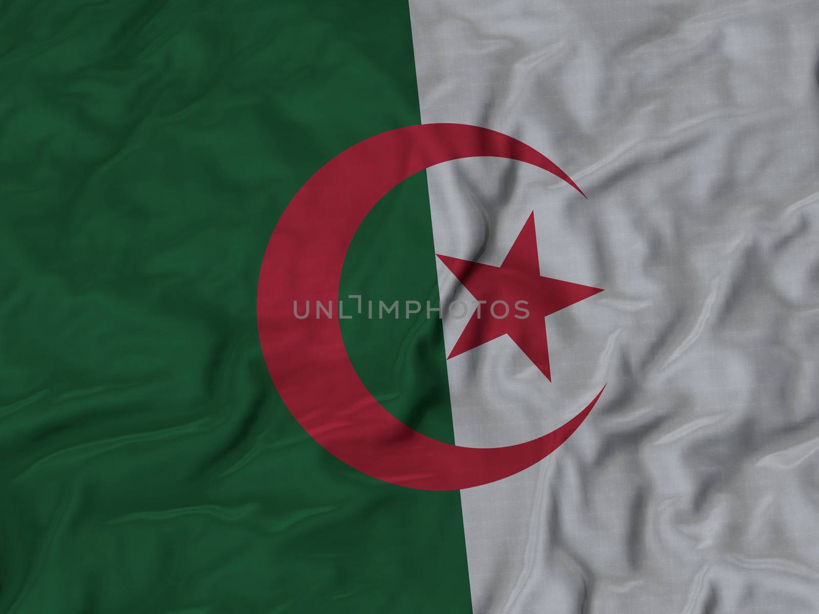 Ruffled Flag of Algeria Blowing in Wind