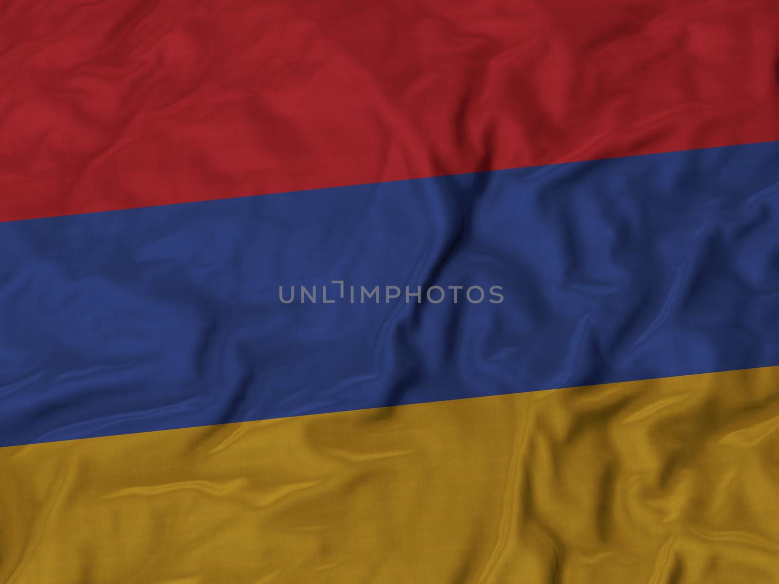 Ruffled Flag of Armenia Blowing in Wind