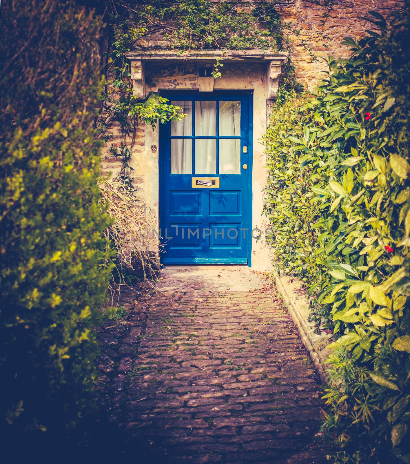 Front Door Of A Beautiful Victorian Home In An English Village With A Newspaper In The Letterbox