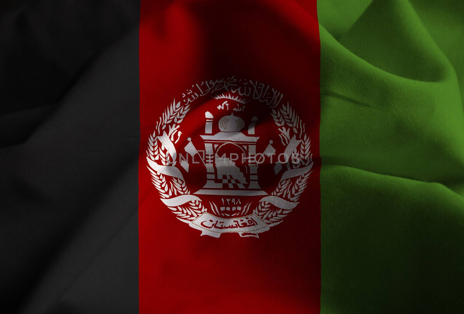 ​​​​Closeup of Ruffled Afghanistan Flag, Afghanistan Fla by shaadjutt36