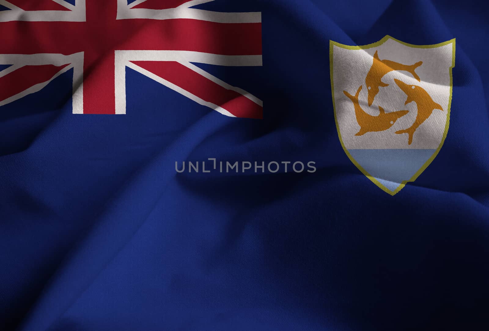 Ruffled Flag of Anguilla Blowing in Wind