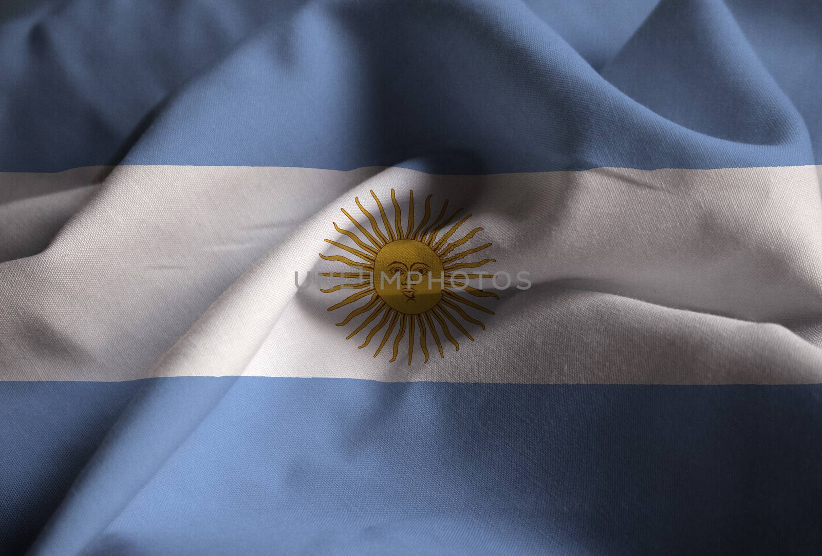 Ruffled Flag of Argentina Blowing in Wind