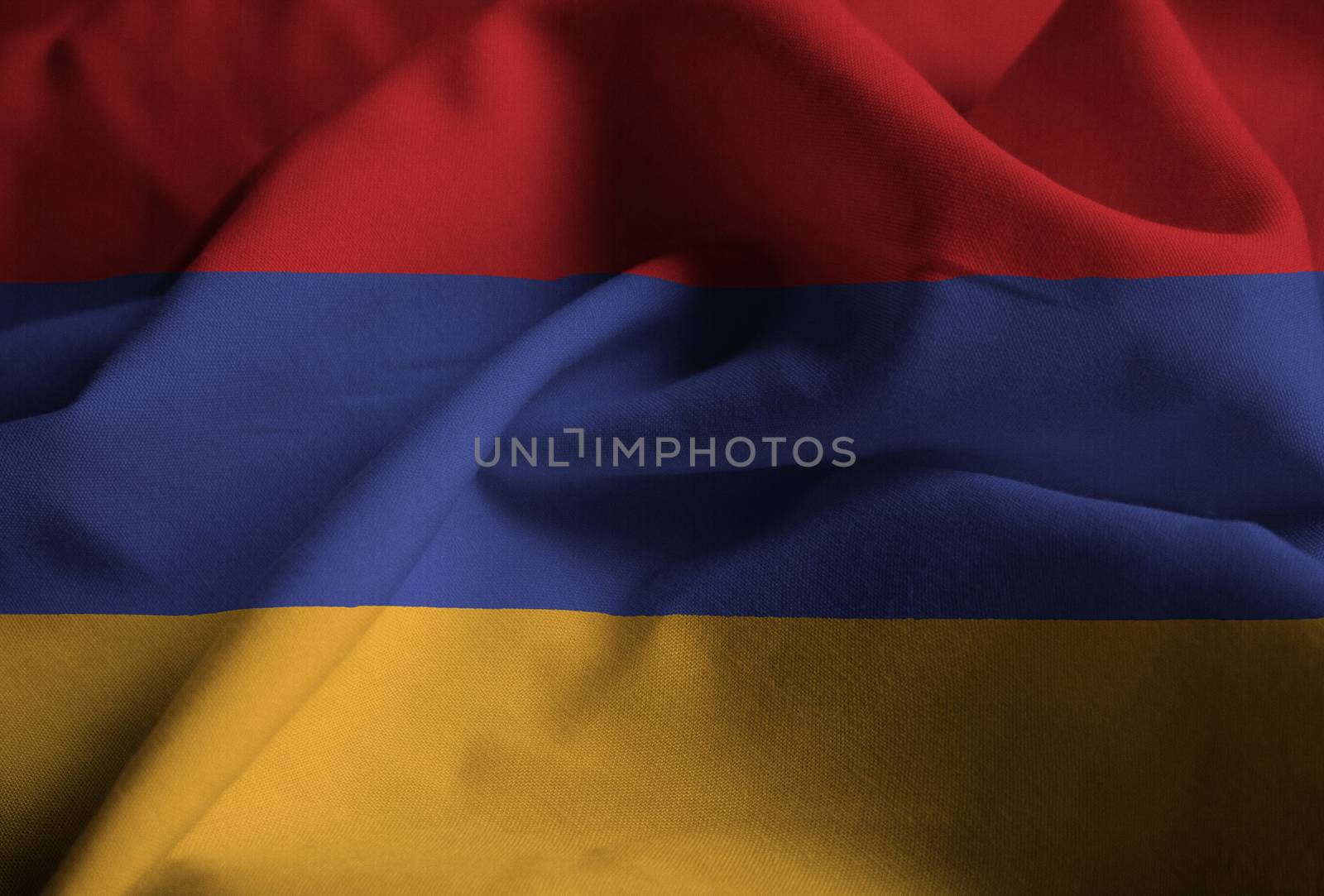 Ruffled Flag of Armenia Blowing in Wind