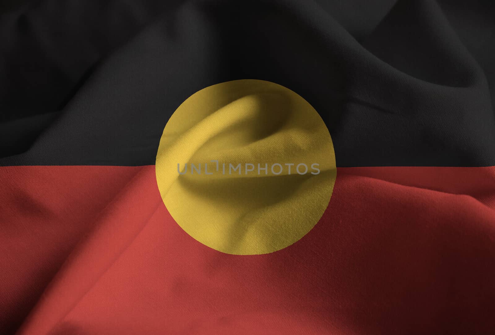 Ruffled Flag of Australian Aboriginal Blowing in Wind