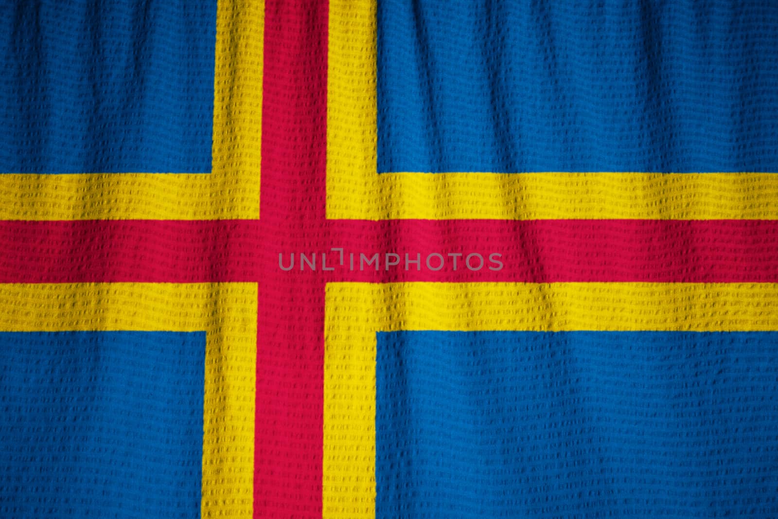 Ruffled Flag of Aland Blowing in Wind