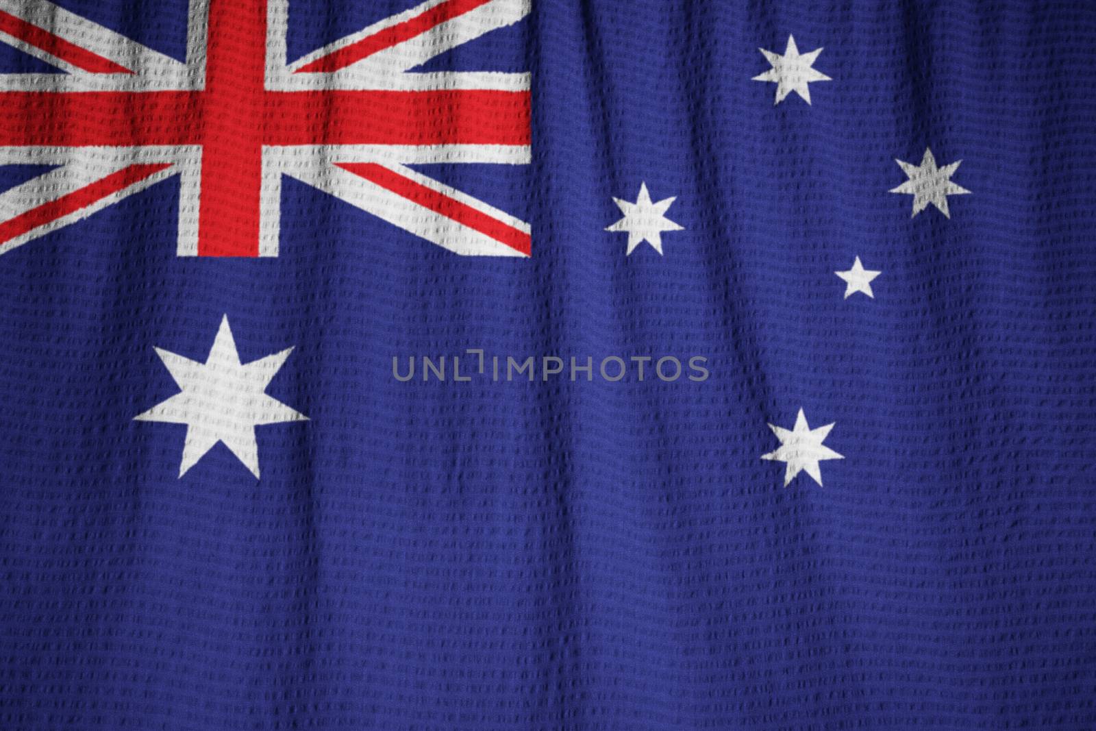 Ruffled Flag of Australia Blowing in Wind