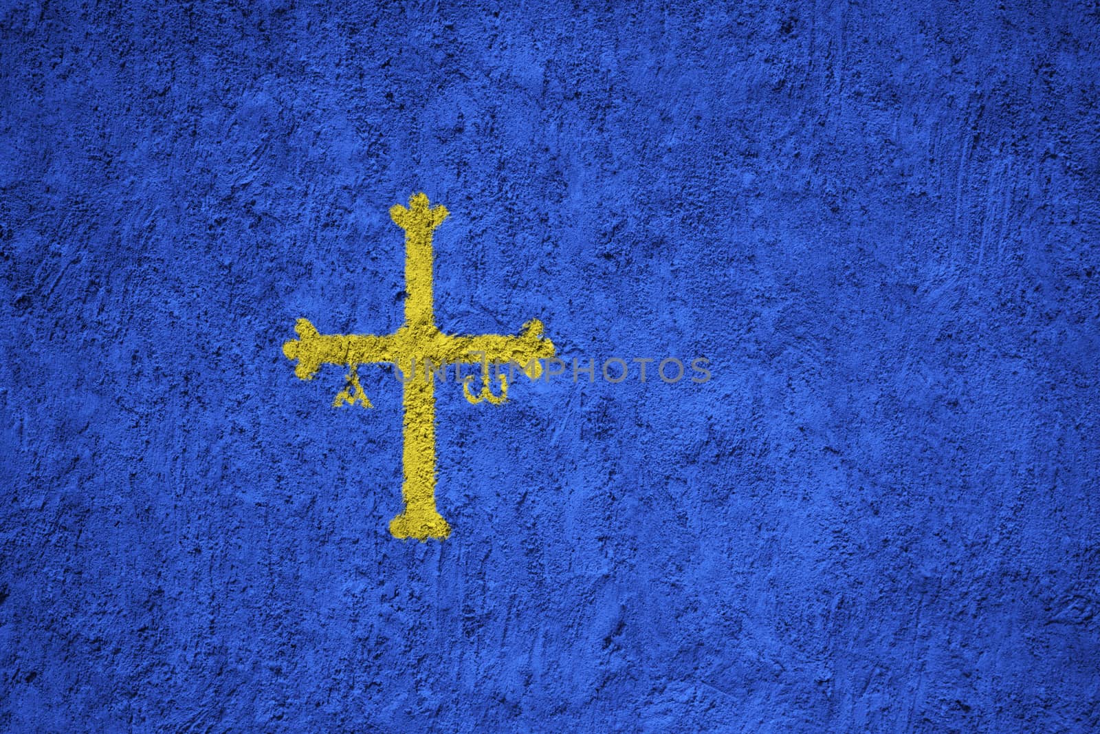 Asturias flag painted on the cracked grunge concrete wall by shaadjutt36