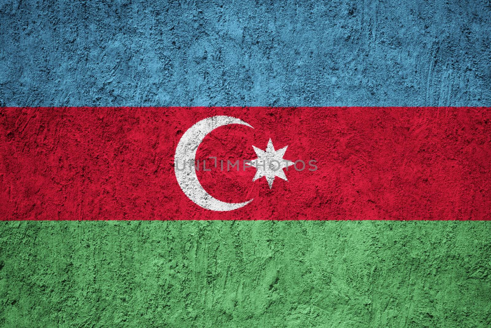 Azerbaijan flag painted on the cracked grunge concrete wall by shaadjutt36