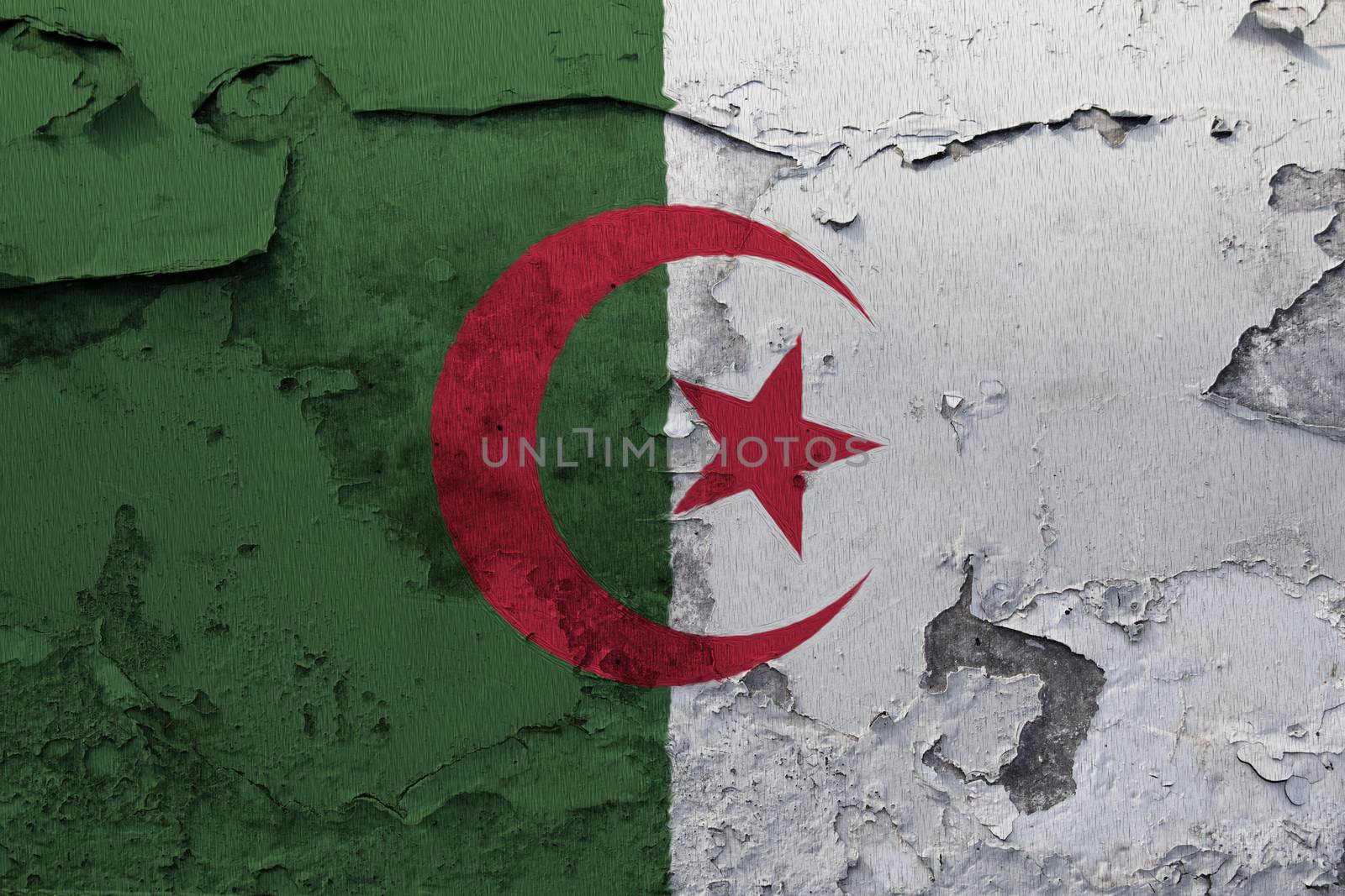 Algeria flag painted on the cracked grunge concrete wall by shaadjutt36