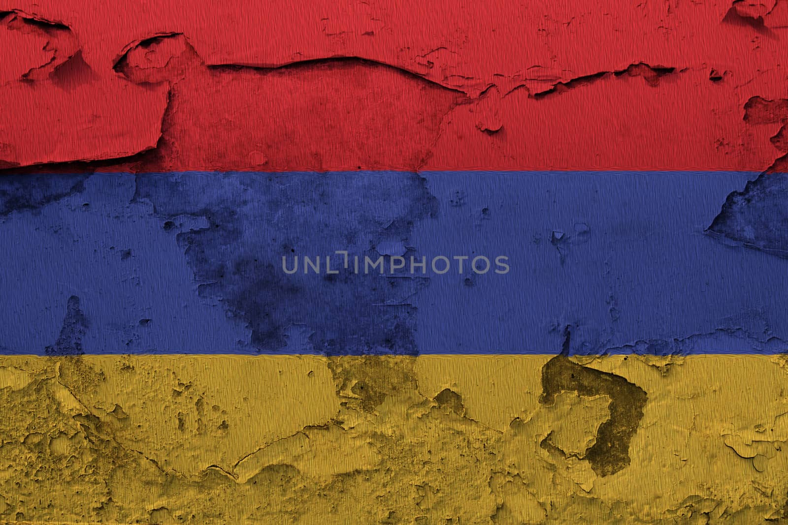 Armenia flag painted on the cracked grunge concrete wall