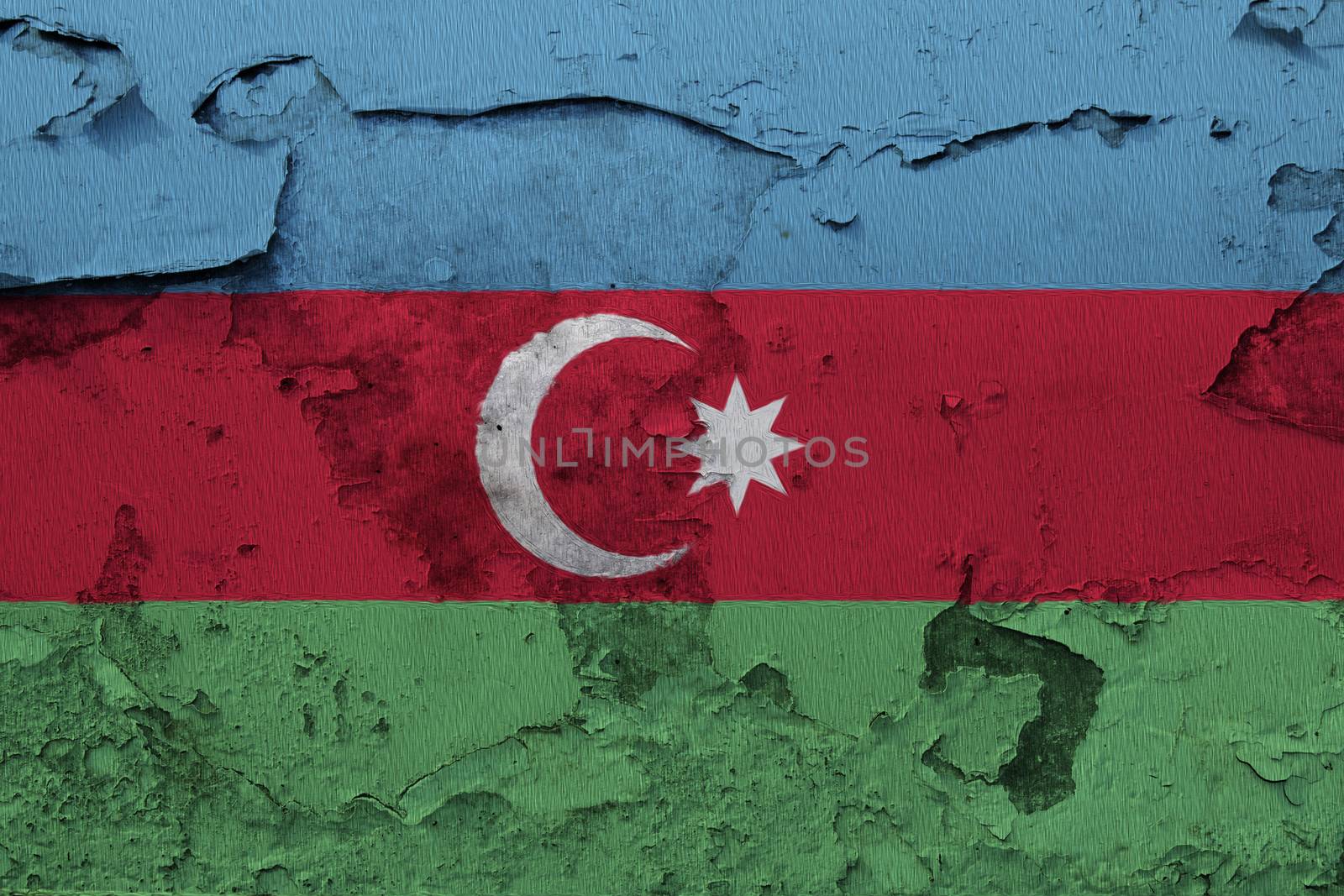 Azerbaijan flag painted on the cracked grunge concrete wall by shaadjutt36