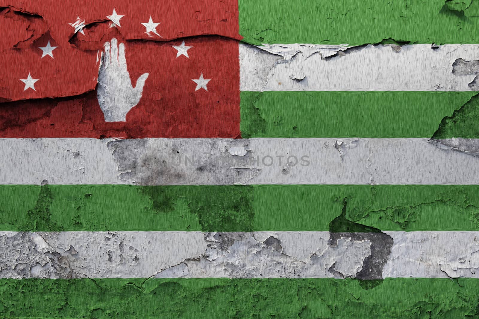 Abkhazia flag painted on the cracked grunge concrete wall by shaadjutt36