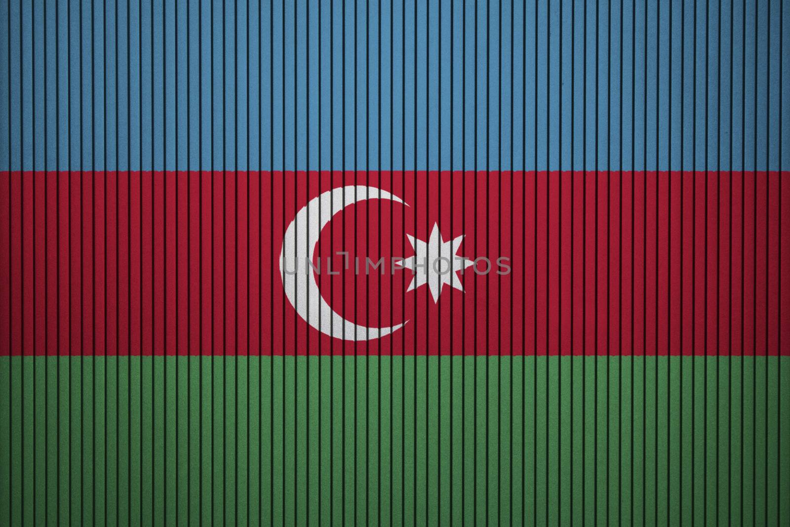 Azerbaijan flag painted on the cracked grunge concrete wall